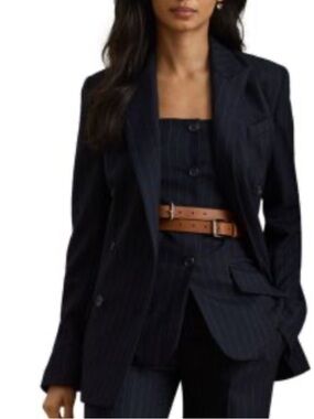 POLO RALPH LAUREN Suit Virgin Wool Navy Blue Pinstripe